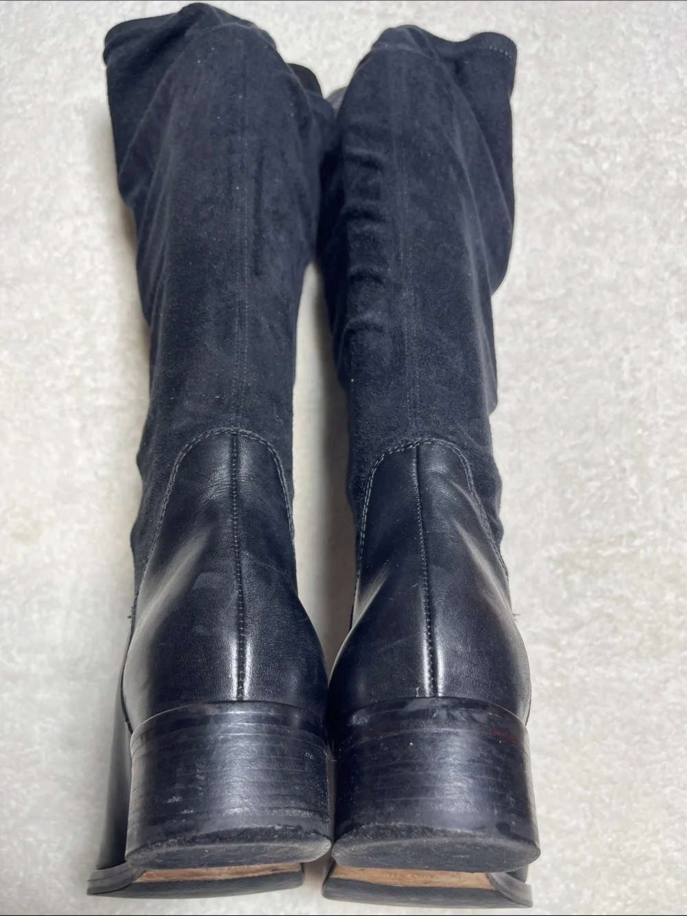 Cole Haan Black Over-the-Knee Leather & Stretch Fabric Boots Size 8B